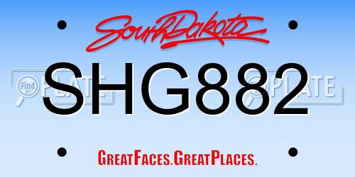 SHG882 South Dakota License Plate