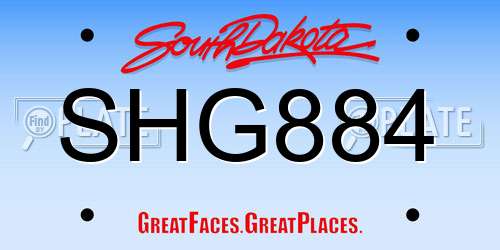 SHG884 South Dakota License Plate