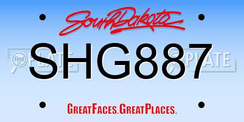 SHG887 South Dakota License Plate
