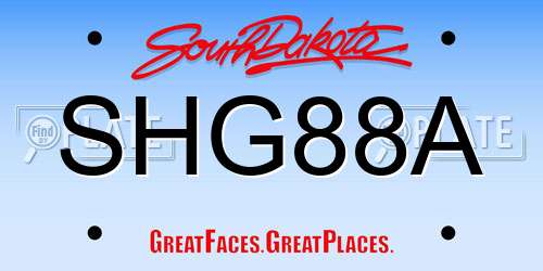 SHG88A South Dakota License Plate