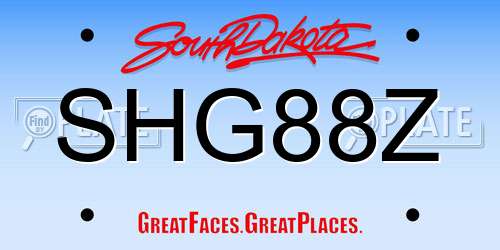 SHG88Z South Dakota License Plate