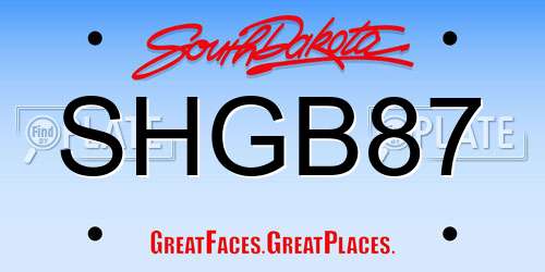 SHGB87 South Dakota License Plate