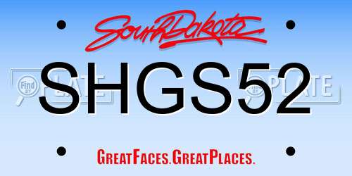 SHGS52 South Dakota License Plate