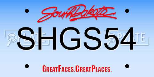 SHGS54 South Dakota License Plate
