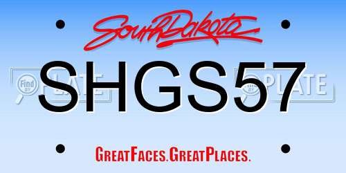SHGS57 South Dakota License Plate
