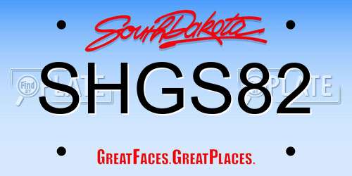 SHGS82 South Dakota License Plate