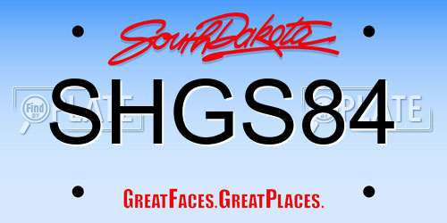 SHGS84 South Dakota License Plate