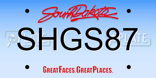 SHGS87 South Dakota License Plate