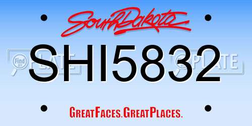 SHI5832 South Dakota License Plate