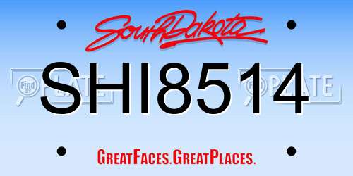 SHI8514 South Dakota License Plate