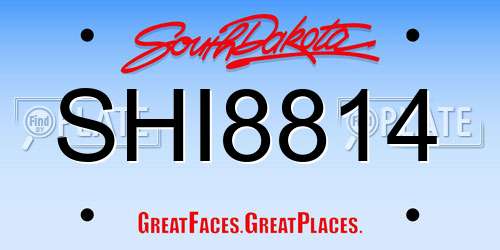 SHI8814 South Dakota License Plate