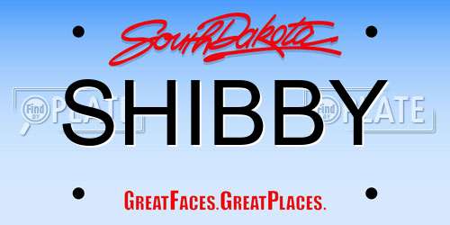 SHIBBY South Dakota License Plate