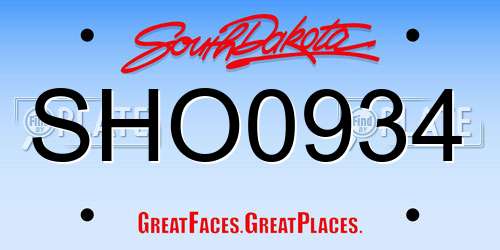 SHO0934 South Dakota License Plate