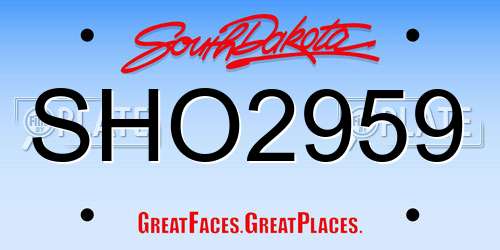 SHO2959 South Dakota License Plate
