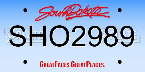 SHO2989 South Dakota License Plate