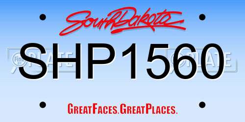 SHP1560 South Dakota License Plate
