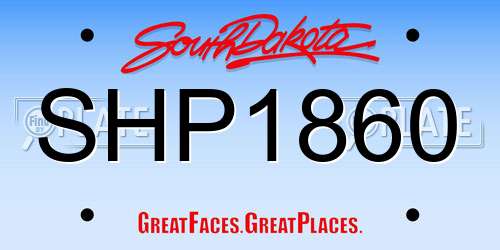 SHP1860 South Dakota License Plate