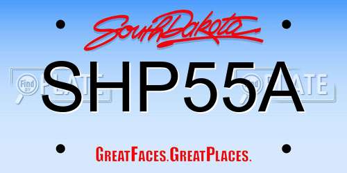 SHP55A South Dakota License Plate