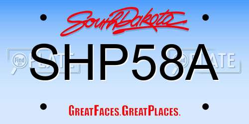 SHP58A South Dakota License Plate
