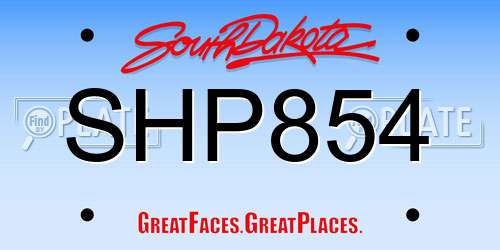 SHP854 South Dakota License Plate
