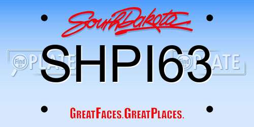 SHPI63 South Dakota License Plate
