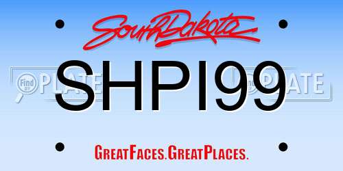 SHPI99 South Dakota License Plate