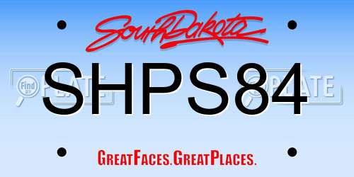 SHPS84 South Dakota License Plate