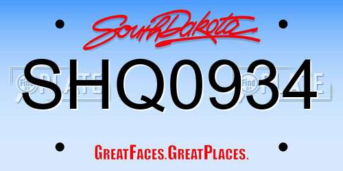 SHQ0934 South Dakota License Plate