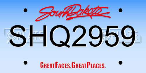 SHQ2959 South Dakota License Plate