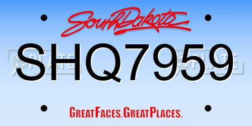 SHQ7959 South Dakota License Plate