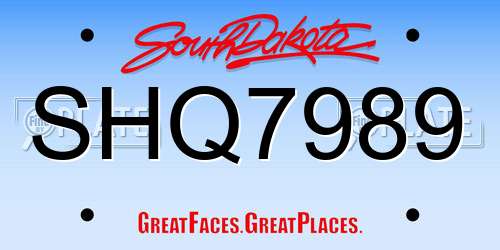 SHQ7989 South Dakota License Plate