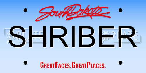 SHRIBER South Dakota License Plate