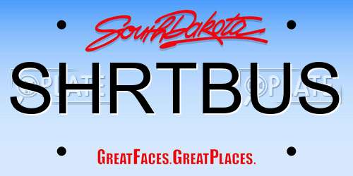 SHRTBUS South Dakota License Plate