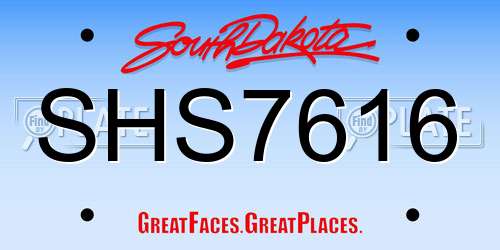 SHS7616 South Dakota License Plate