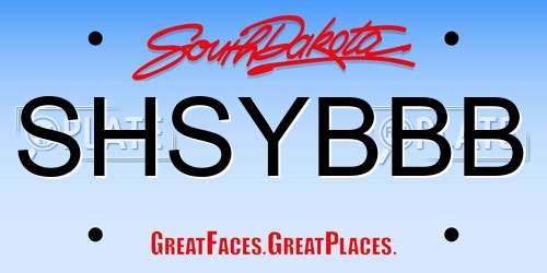SHSYBBB South Dakota License Plate