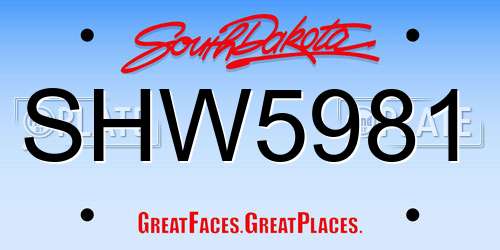 SHW5981 South Dakota License Plate