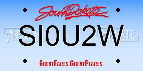 SI0U2W South Dakota License Plate