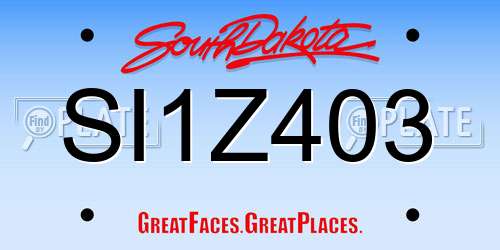 SI1Z403 South Dakota License Plate