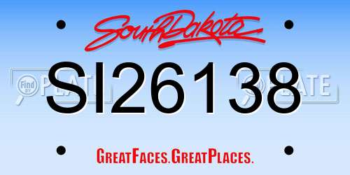SI26138 South Dakota License Plate