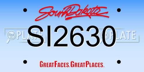SI2630 South Dakota License Plate