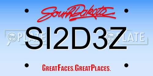 SI2D3Z South Dakota License Plate