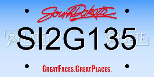 SI2G135 South Dakota License Plate