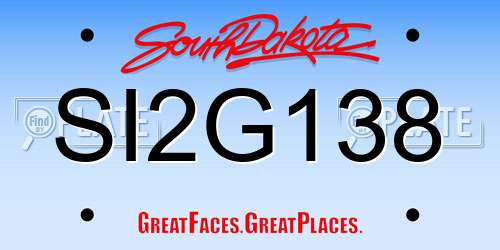 SI2G138 South Dakota License Plate