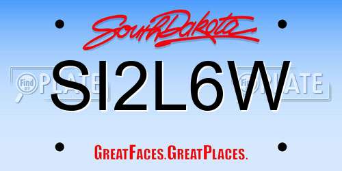 SI2L6W South Dakota License Plate