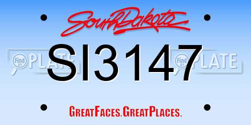 SI3147 South Dakota License Plate