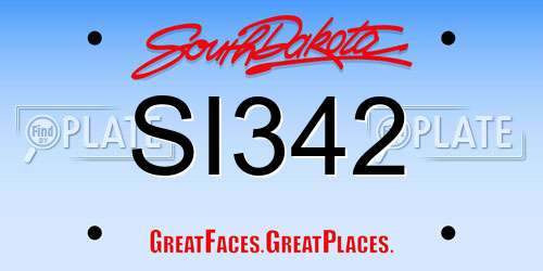 SI342 South Dakota License Plate