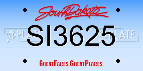 SI3625 South Dakota License Plate
