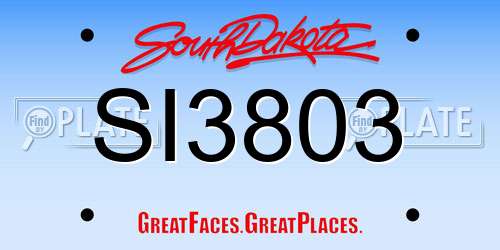 SI3803 South Dakota License Plate