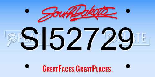 SI52729 South Dakota License Plate