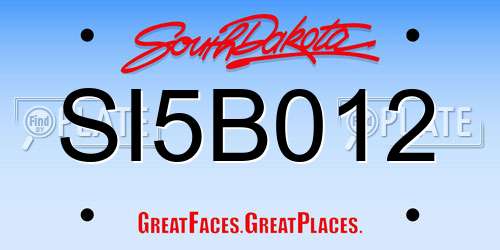 SI5B012 South Dakota License Plate